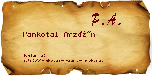 Pankotai Arzén névjegykártya
